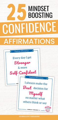 two posters with the words, 25 minds and how to use them for self - confidentness