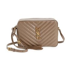 Saint Laurent lou matelasse leather camera bag in taupe at nordstrom. #saintlaurent Ysl Camera Bag, Ysl Lou Camera Bag, Ysl Saint Laurent, Tas Bahu, Yves Saint Laurent Bags, Bags Aesthetic, Monogrammed Leather, Saint Laurent Bag