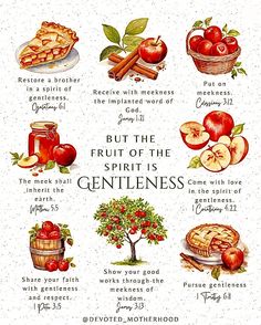 the fruit of the spirit is gentleness, with apples and cinnamons on it