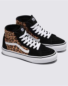 Sk8-Hi Tapered Shoe Vans Sk8 Hi Outfit, Sk8 Hi Outfit, Leopard Shoe, Leopard Vans, Snow Surfing, Vans Store, Leopard Shoes, Vans Logo, Vans Sk8 Hi