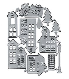 some cut outs that have been made to look like houses