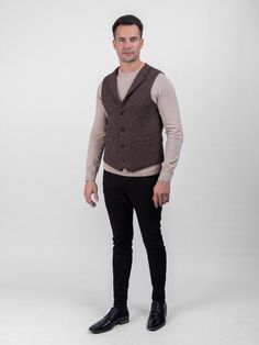 Burns Barleycorn Brown Waistcoat with Revere Complement your tweed jacket with one of our tweed waistcoats. Burns Barleycorn Brown Waistcoat with Revere tweed waistcoat is a timeless investment piece. This brown tweed fabric has been expertly handwoven and made into a true piece of Irish design. This waistcoat can be styled with casual suits, sports jackets, and with business wear Our Burns Barleycorn Brown Waistcoat with Revere tweed waistcoat is handmade from beautiful Barleycorn Brown tweed. Tweed Vest For Workwear In Fall, Business Tailored Tweed Vest, Tweed Business Vest For Fall, Business Tweed Vest For Fall, Fall Business Tweed Vest, Tailored Classic Tweed Vest, Classic Tweed Vest For Work, Wool Business Vest For Fall, Brown Wool Sweater Vest For Workwear