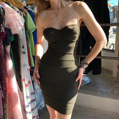 vintage 90s couture collectible rare herve leger designer bandage dress brown strapless wiggle size Vintage Bandage Dress, Bandage Dress 2000s, 90s Couture, Forever 21 Fitted Strapless Dress, Herve Leger Dress Bandage, Bandage Dress Herve Leger, Herve Leger Dress, Herve Leger, Wiggle Dress