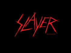 the word slayer written in red on a black background