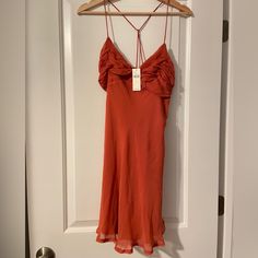 Never Worn! Mini Dress With Spaghetti Straps. Not Too Short, Thigh Length. Cross In Back. Copper / Scarlet Color. Great For Summer Or Going Into Fall. Lightweight And Flowy. Has An Under Lining Scarlet Color, Dress Spaghetti Straps, Dress Spaghetti, Too Short, Spaghetti Strap Dresses, Anthropologie Dresses, Scarlet, Spaghetti Strap, Anthropologie