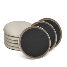 six black and white plates stacked on top of each other