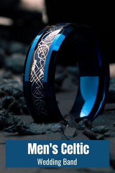 Men's Celtic Wedding band | Men's Wedding Band Mens Celtic Wedding Bands, Ring Engraving, Celtic Wedding Bands, Bentwood Rings, Celtic Ring, Dragon Dies, Cute Engagement Rings, Black Wedding Rings, Mens Rings