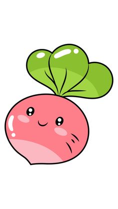 a cartoon radish with green leaves on top