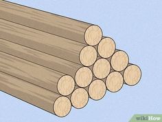 a pile of wood logs sitting on top of a blue background with the words, how to