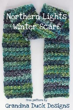 an image of a knitted scarf with the words northern lights winter scarf