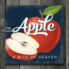 a wooden sign with an apple on it