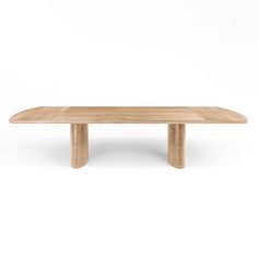 a wooden table on a white background with no one around it or the table top