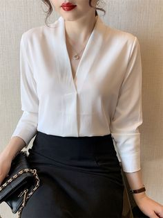 Women Spring Autumn Style Blouses Shirts Lady Office Wear OL Long Sleeve V-Neck Solid Color Blusas Lady Office, Office Wear Women, Autumn Style, Office Wear, Shirt Blouses, Autumn Fashion, Blouses, Solid Color, V Neck