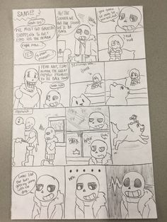 a comic strip with some drawings on it