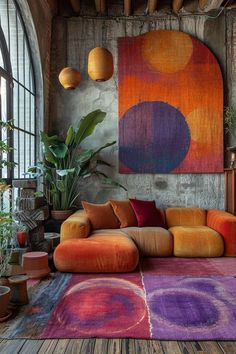 Orange Couch, French Interior Design, Future Apartment Decor, Apartment Decor Inspiration, Apartment Inspiration, Living Room Inspo, Aesthetic Room Decor