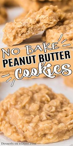 no bake peanut butter cookies on a plate