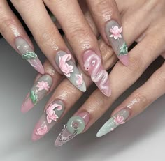 Occasion Nails, Fantasy Nails, Pedicure Manicure, Almond Nails Designs, Pretty Gel Nails, Really Cute Nails, Design Nails, Designs Nail, Kawaii Nails