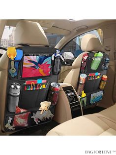 BagForLove - Premium Black Car Seat Storage Bag: Minimalist Car Backseat Organizer for Students Car Organization Kids, Car Backseat, Backseat Organizer, Car Storage Bag, Backseat Car Organizer, Support Ipad, Car Seat Organizer, Pocket Storage, Trunk Organization