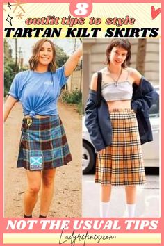 Kilt Women Outfits, Mini Kilt Outfits Women, Plaid Kilt Outfit Women, Kilt Outfits Women, Scottish Skirt Outfit, Scottish Outfit Women, Kilt Outfits Women Tartan Skirts, Scottish Style Plaid Lined Skirt