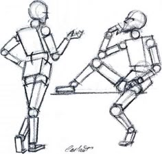 a drawing of two people standing in front of each other with arms and legs spread out