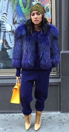 My style Blue Fur Coat Outfit, Blue Fur Coat, Fur Coat Outfit, Karrueche Tran, Fashion Week 2016, Coat Outfit, Street Style Winter, Coat Outfits, Her Style