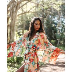 This Is A Beautiful, Light-Weight Kimono. With The Soft, Gentle Material And Luxurious Drape, Whether You’re Lounging Or Layering, This Kimono Cover Up Will Make You Feel Like A Queen. Wear It At The Beach, Use It As A House Robe, Postpartum Robe, Duster Or Style It Was Some Cute Cutoff Shorts And A Tank. - Removable Waist Tie Closure - Belt Loops To Secure Closure - French Seam Finish - Machine Wash Cold, Gentle Cycle, Hang Dry Kimono Sleepwear & Loungewear, Luxury Shorts With Belt Loops For Party, Chiffon Kimono Long, Silk Robe Boho, Luxury Party Shorts With Belt Loops, Free People Kimono Robe, Kamono Robe, Summer Festival Orange Kimono, Orange Summer Festival Kimono