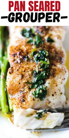 grouper fish with sauce on top on the white plate Grouper Dinner Ideas, Recipes For Grouper Fish, Broiled Grouper Recipes, Pan Seared Flounder Recipes, Fresh Grouper Recipes, Grouper Recipes Healthy, Grouper Fillet Recipe, Grouper Fish Recipes Baked