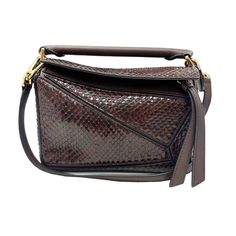 Loewe Puzzle Mini 2way Handbag Shoulder Bag Python Brown Loewe Bag Puzzle, Loewe Puzzle Mini, Loewe Bags, Loewe Puzzle, Loewe Bag, Python, Brown Color, Bag Lady, Shoulder Bag