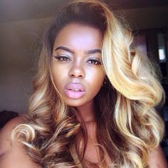 Brown Gold Hair, Hair Color For Dark Skin, Balayage Blond, Sew In Weave, Marley Twists, Pelo Afro, Ombré Hair, Long Blonde, Hair Crush