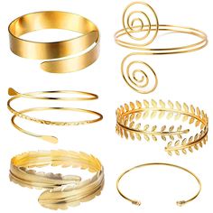 PRICES MAY VARY. GOLD ARM Cuff BRACELETS: 6 pcs gold upper arm cuff bracelet is one set, includes minimalist upper arm cuff, laurel leaf arm bands, wide band cuff, coil arm cuff bracelet, feather gold armband, swirl arm cuff jewelry. Simple and fashion design, never go out of styles, combine freely to sufficient to your daily dressing needs. Fashion jewelry that will make you receive many compliments. HIGH QUALITU ARM JEWELRY: The arm cuff bracelets are made with environmental alloy, sturdy and durable,lead and nickle free, friendly to your body. Lightweight so you can wear it all day. With all-round high polished, the upper arm bands will stay bright for a long time, smooth and comfortable to wear. ADJUSTABLE ARM CUFF: The inner diamete of these arm cuffs is about 3.15" inner diameter. Op Upper Arm Cuff Bracelet, Arm Cuff Jewelry, Gold Arm Cuff, Gold Arm Band, Upper Arm Cuff, Upper Arm Cuffs, Arm Cuff Bracelet, Arm Bracelet, Laurel Leaf