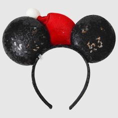 Get your kid ready to welcome the Christmas season by accessorizing them with the Disney Black Sequin Santa Minnie Ear Headband. This black headband is designed to look like Minnie's ears with Santa's hat and sequin detailing for an eye-catching look. Suitable for all hair types, this headband is suggested for ages 3 and above. Disney Minnie Mouse Ears, Minnie Ears Headband, Minnie Mouse Ears Headband, Detangling Hair Brush, Mouse Ears Headband, Top Knot Headbands, Black Headband, Minnie Mouse Ears, Hair Detangler