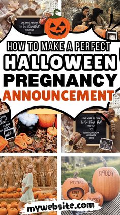 how to make a perfect halloween pregancy announcement with pictures and text overlay