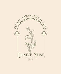 the logo for floral arrangement shop, flushive muses is shown in black and white