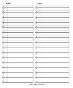 the printable timesheet is shown in black and white, with numbers on each side