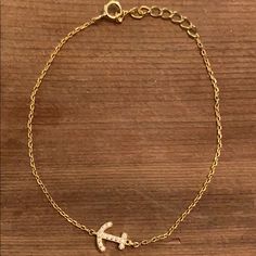 New Dainty Nautical Anchor Bracelet. Gold Tone Over Sterling Silver. 7” Bracelet. Same Day Shipping. Filigree Bracelet, Turquoise Bead Bracelet, Anchor Bracelet, Nautical Anchor, Pandora Silver, Bangle Bracelets With Charms, Hinged Bracelet, Sterling Silver Cuff Bracelet, Purple Stones