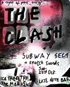 the clash concert poster with an image of a man's face