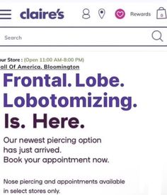 the front page of claries's website showing an ad for lobotomizing products