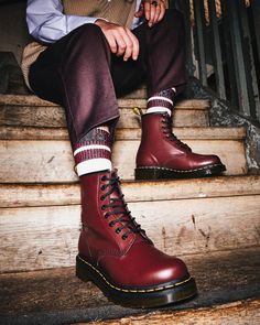 Cherry Doc Martens Outfit, Lace Up Boots Outfit, Martens Outfit, Dr Martens Outfit, Jadon Boots, Red Leather Boots, Lace Up Boots Women, Doc Martens Outfit, Chelsea Boots Heel