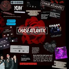 a collage of various stickers on the side of a computer screen that says chase atlantic