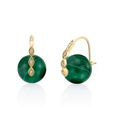 Gold & Diamond Marquise Eye Malachite Earrings - Sydney Evan Fine Jewelry Elegant Malachite Earrings, Elegant Gold Malachite Earrings, Eye Motif, Malachite Earrings, Natural Patterns, Tourmaline Earrings, Rich Green, Jewel Box, Patterns In Nature