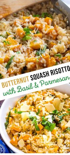 butternut squash risotto with basil and parmesan