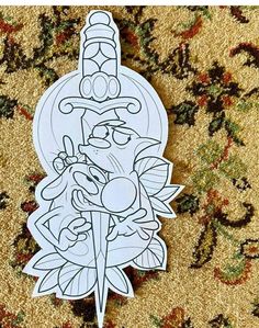 Traditional Tattoo Drawings, Old School Traditional, Old School Tattoos, Neo Tattoo, Hippie Tattoo, Old Cartoon Characters, Tattoo Outline Drawing, Cartoon Character Tattoos, Cute Disney Drawings