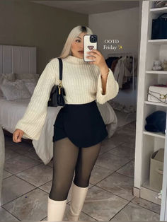 Thigh High Boots And Skirt Outfit, Outfit Ideas With Knee High Boots, Skirts With Tights Outfit, Chicago Fits, Thigh Boots Outfit, Winter Vacation Outfits, Clothing Wardrobe, Luxury Photography