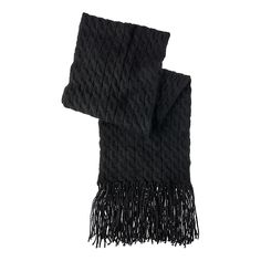 TWRHLL by Christie Brinkley Cable Knit Scarf  This cozy-chic scarf features cable knit detail on soft, plush sweater yarn that's perfect for complementing almost any outfit. Cozy Cable Knit Scarves, Chic Scarf, Cable Knit Scarf, Chic Scarves, Christie Brinkley, Cozy Chic, Fringe Trim, Knit Scarf, Soft Plush