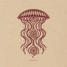 a drawing of a jellyfish with intricate designs on it's head and neck