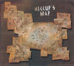 an old map with birds on it and the words hiccup's map