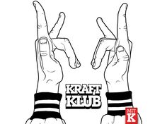 two hands making the number one sign with their fingers in front of them that say kraff kuub