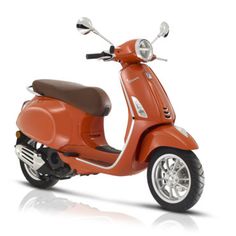 an orange scooter is shown on a white background