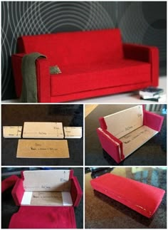 the instructions for how to make a couch out of cardboard