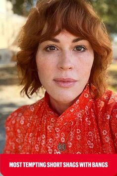 Edgy Copper Shaggy French Bob with Bangs Short Haircuts For Oval Faces, Haircuts For Oval Faces, Sassy Haircuts